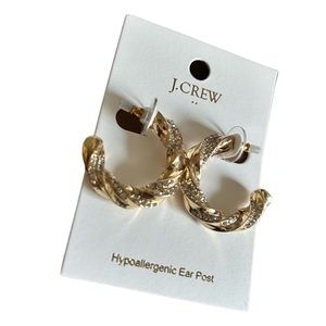 Beautiful J. Crew Gold Pave Hoop Earrings